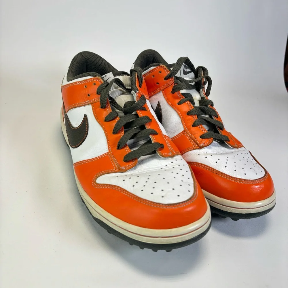 Nike SB Dunk Air White Orange Olive Mens Golf Shoes 484294-101‎ RARE